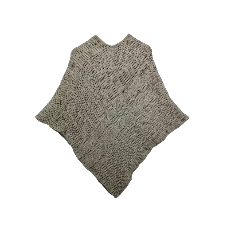 COCOGIO Poncho Taupe Chunky Cable Knit Fisherman Made in Italy Coastal OS - Picture 2 of 7